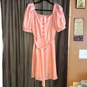 LC Lauren Conrad peach with white striped midi dress size Med